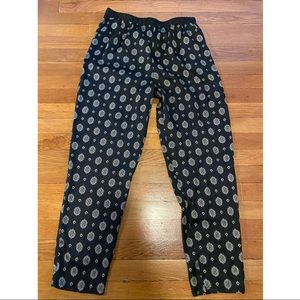 Forever 21 scarf print black silky pants L